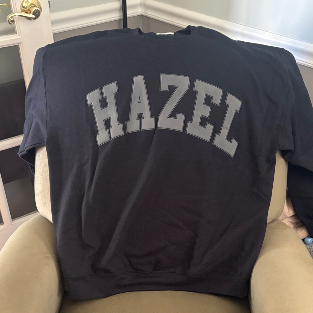 Hazel Black Sweatshirt with Gray Lettering